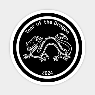 Year of the Dragon 2024 White Line Magnet